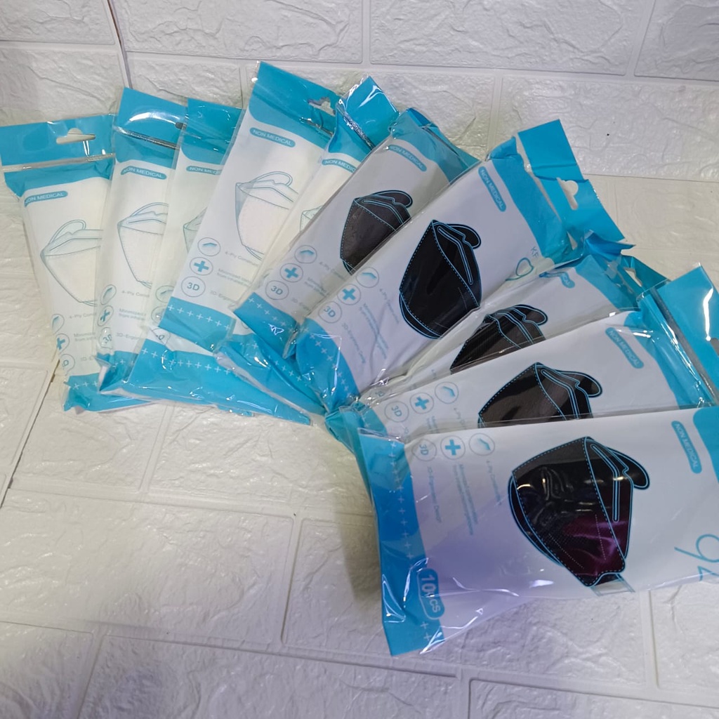 PAKET USAHA Masker KF94 Hitam dan PUTIH 10pack Masker