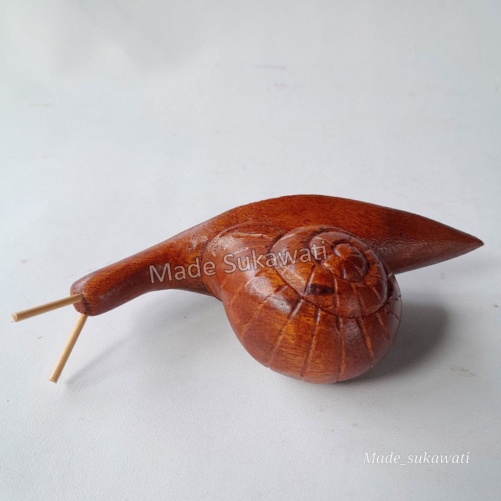 Patung kayu Siput mini 12cm ukiran handmade bali