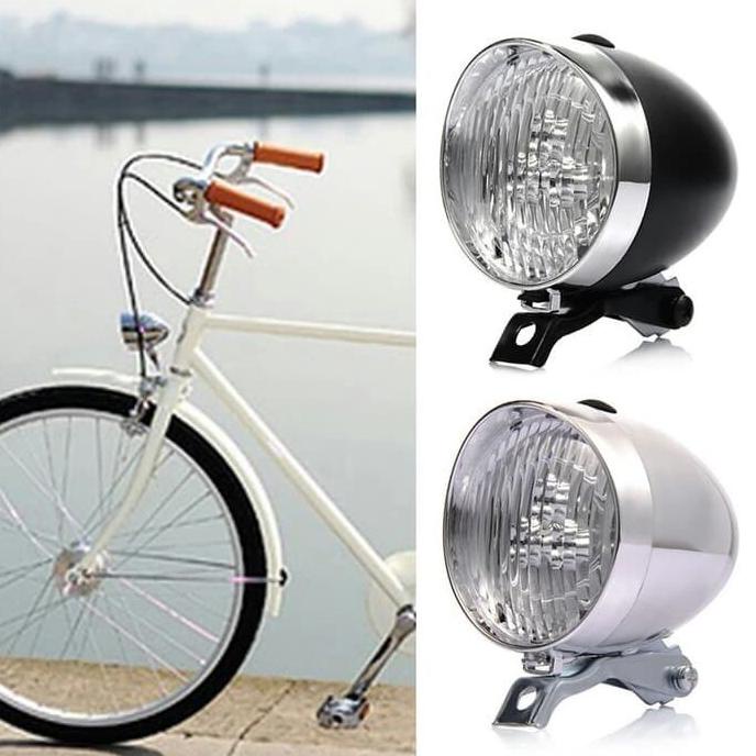Lampu Depan Sepeda LED Model Klasik / Ontel / Vintage