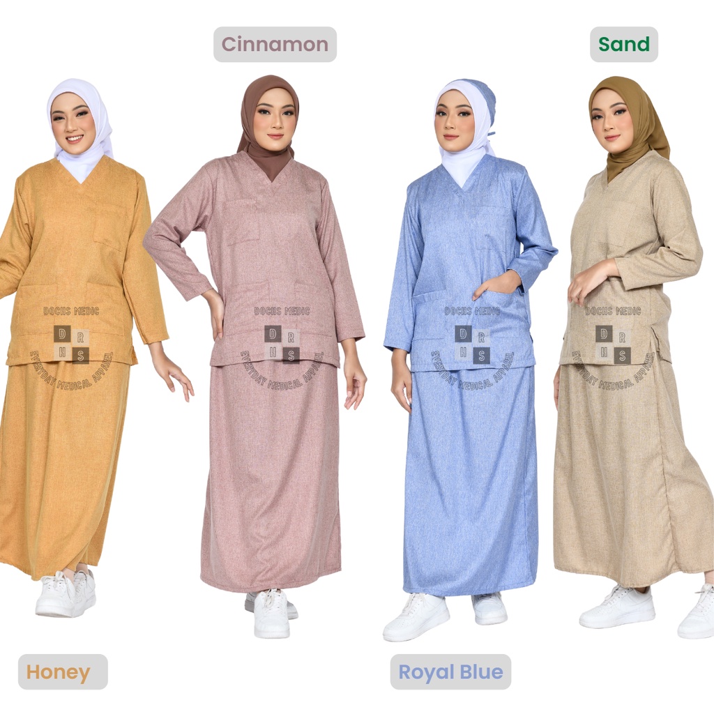 Baju OK ROK DENIM / Baju Jaga / Scrub Medis ROK DENIM [READY STOCK] DOCHS MEDIC