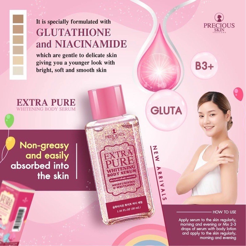 Precious Skin Extra Pure Whitening Body Serum Thailand Serum Pemutih.