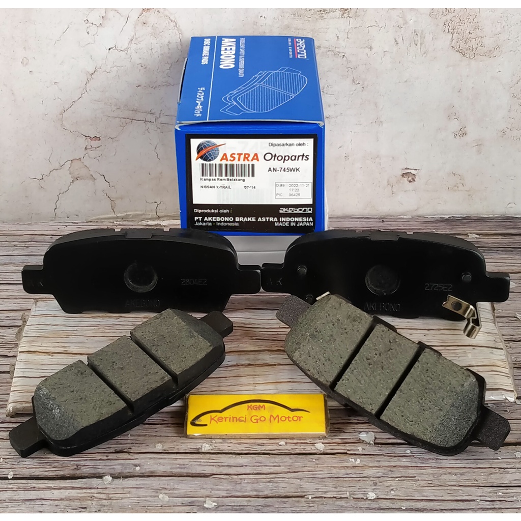 BRAKE PAD KAMPAS REM BELAKANG XTRAIL 2007-2012 AKEBONO AN-745WK