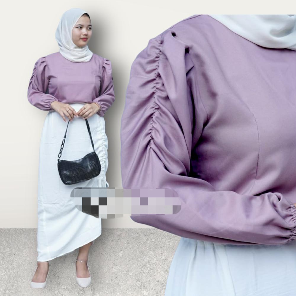 BEFAST - ZFS OOTD WANITA BLOUSE POP / PUFFY SHAKILA TOP / Blouse Polos Formal / Pakaian Casual Wanita Kerja / Outfit Daily Wanita / Fashion kekinian remaja ABG / Blouse Lengan Panjang / Terlaris / Termurah