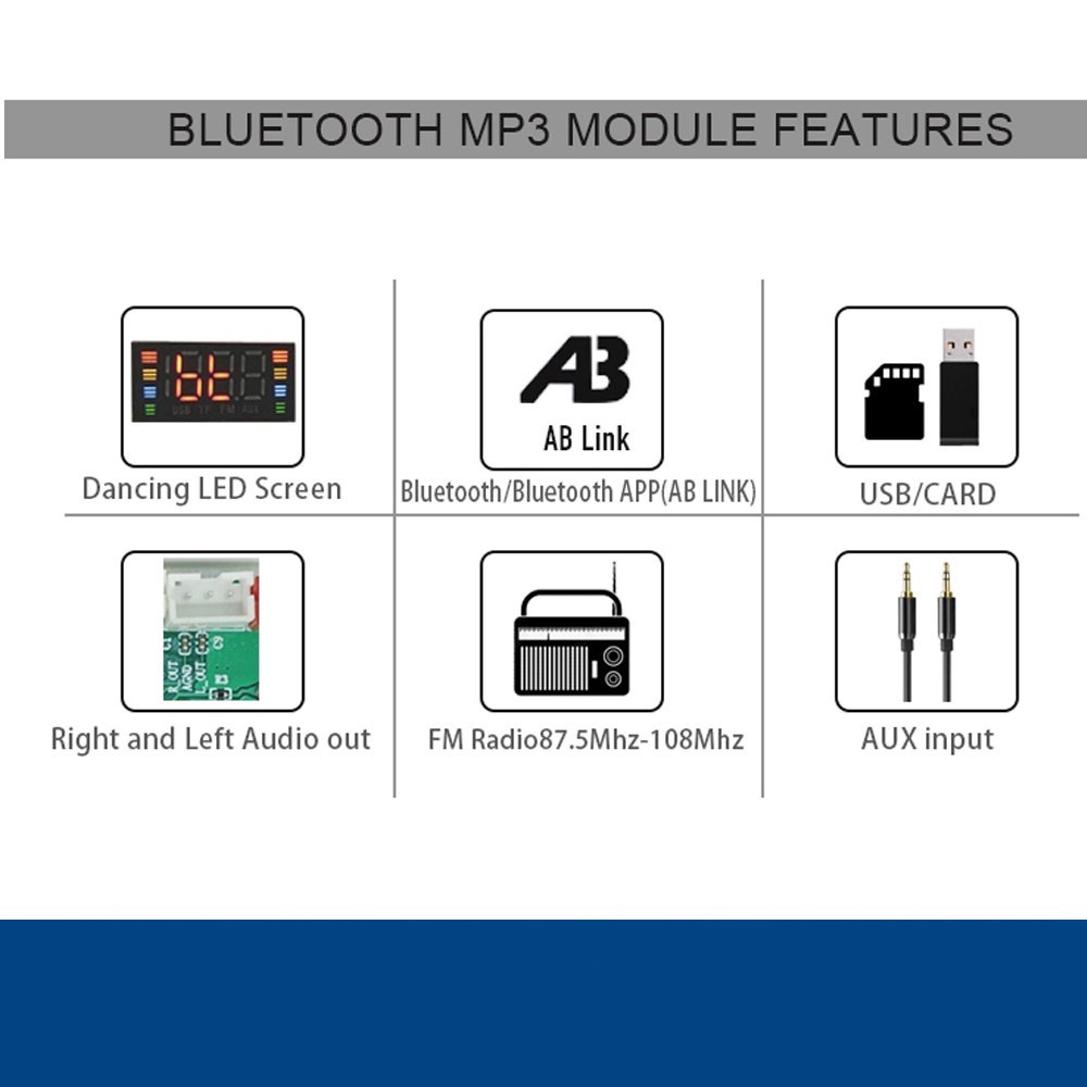 MP3 Player Board with Bluetooth USB SD Card FM Radio Decoder D106BT