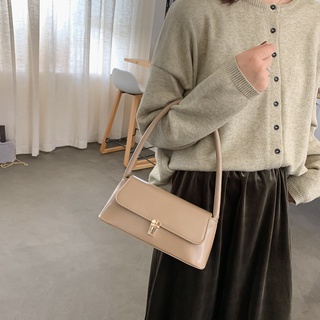 Metal Lock Design Flap Baguette Bag Single Shoulder Bag 10003