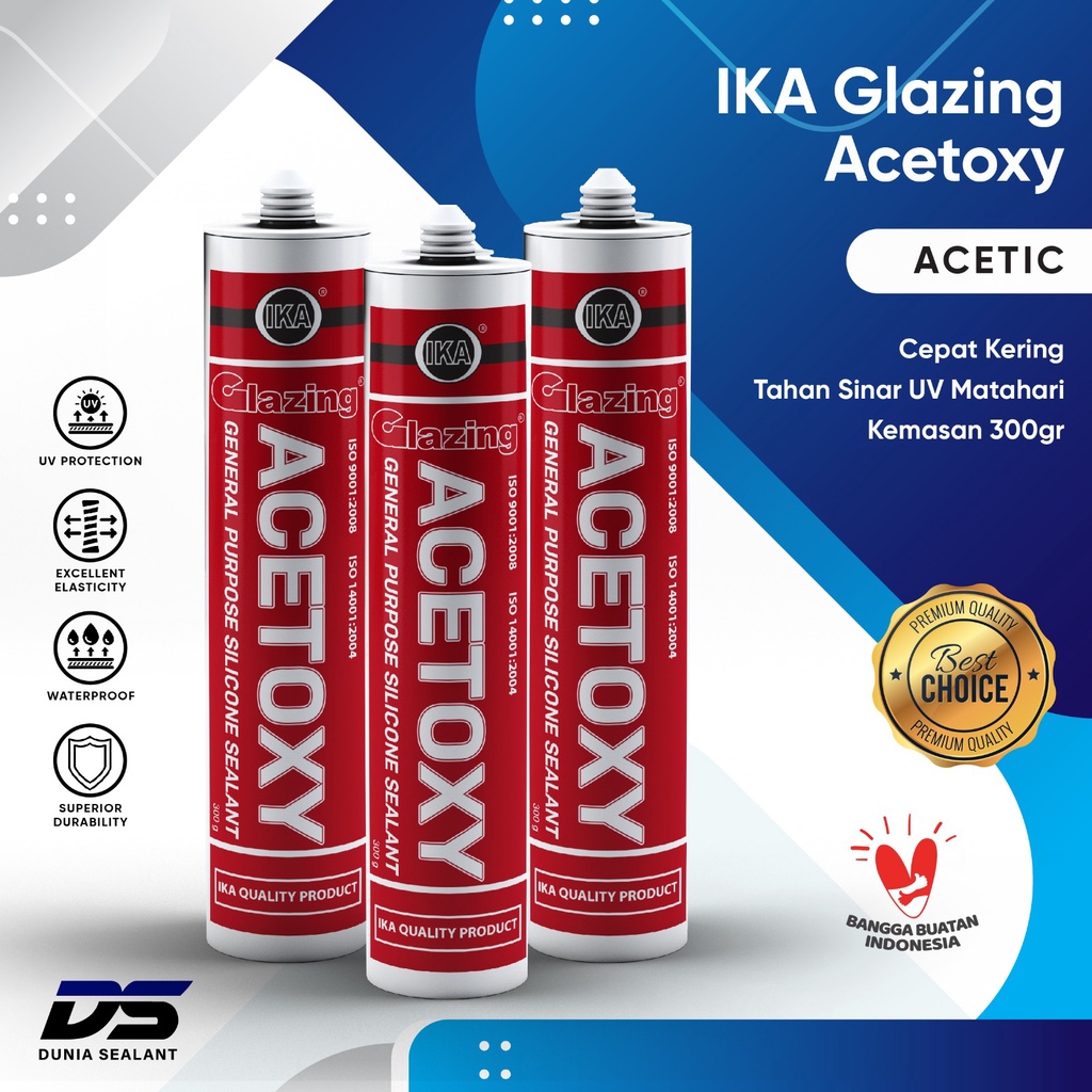 IKA Glazing Acetoxy Silicone Sealant Lem Kaca