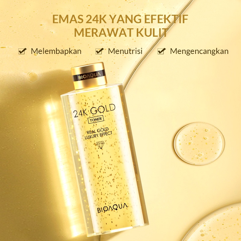 BIOAQUA 24K Gold Series Facial Cleanser Pembersih Wajah 200ml / Serum / Essence Cream / Toner / 24K Gold facial Kit