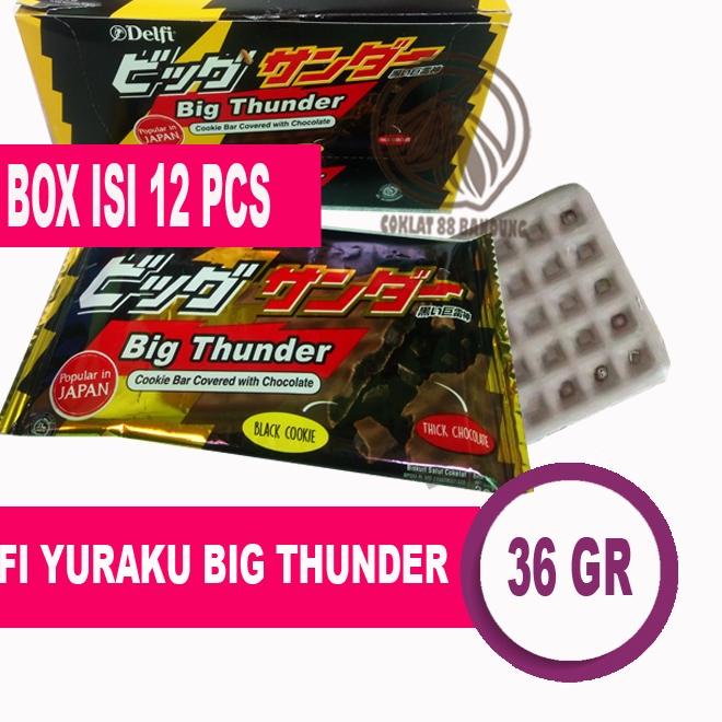 

✶ Delfi Big Thunder 36gr Isi 12pcs X 36 gram Box Cokelat, Coklat Delfi Yuraku Tunder 12 X 36 gr Cookie Bar With Covered Chocolate ֍