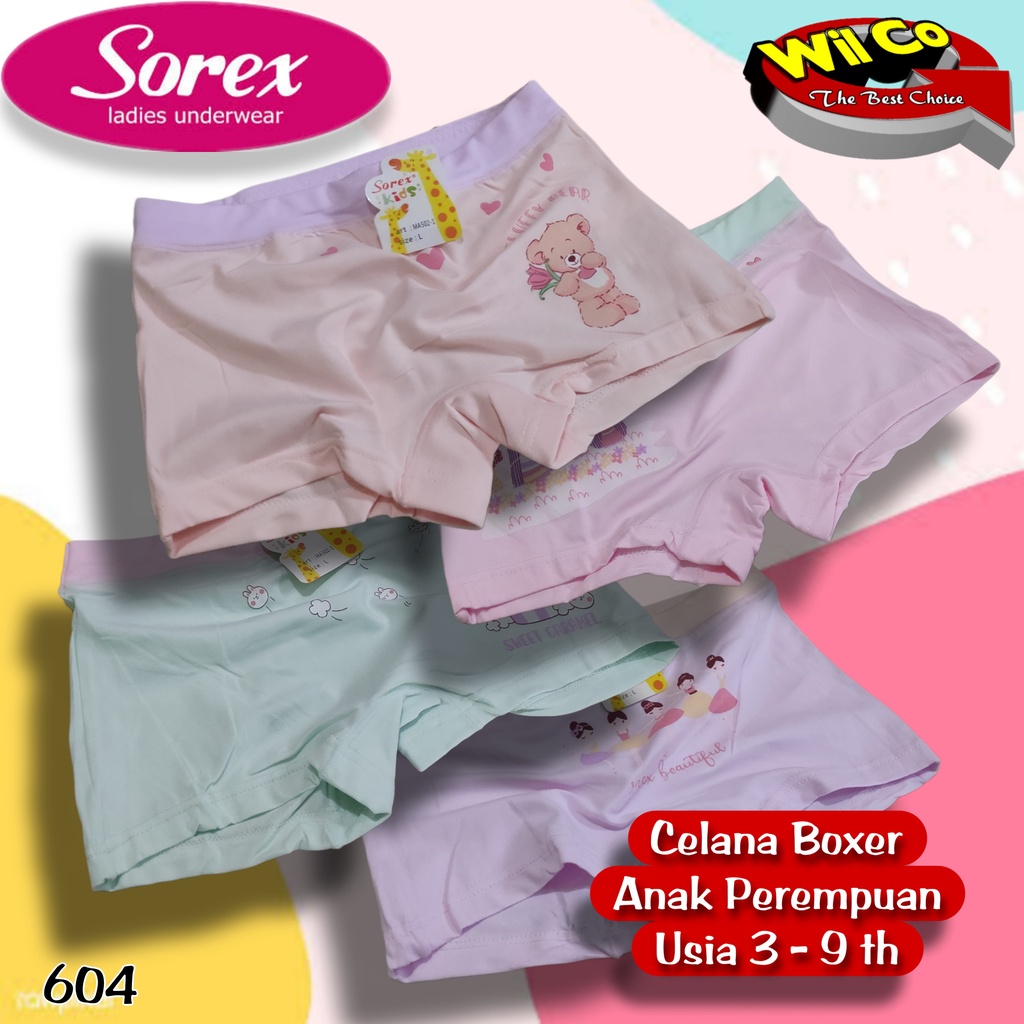 K604 - (HARGA PER 1 PCS) CELANA DALAM BOXER ANAK WANITA SOREX SIZE M - XL