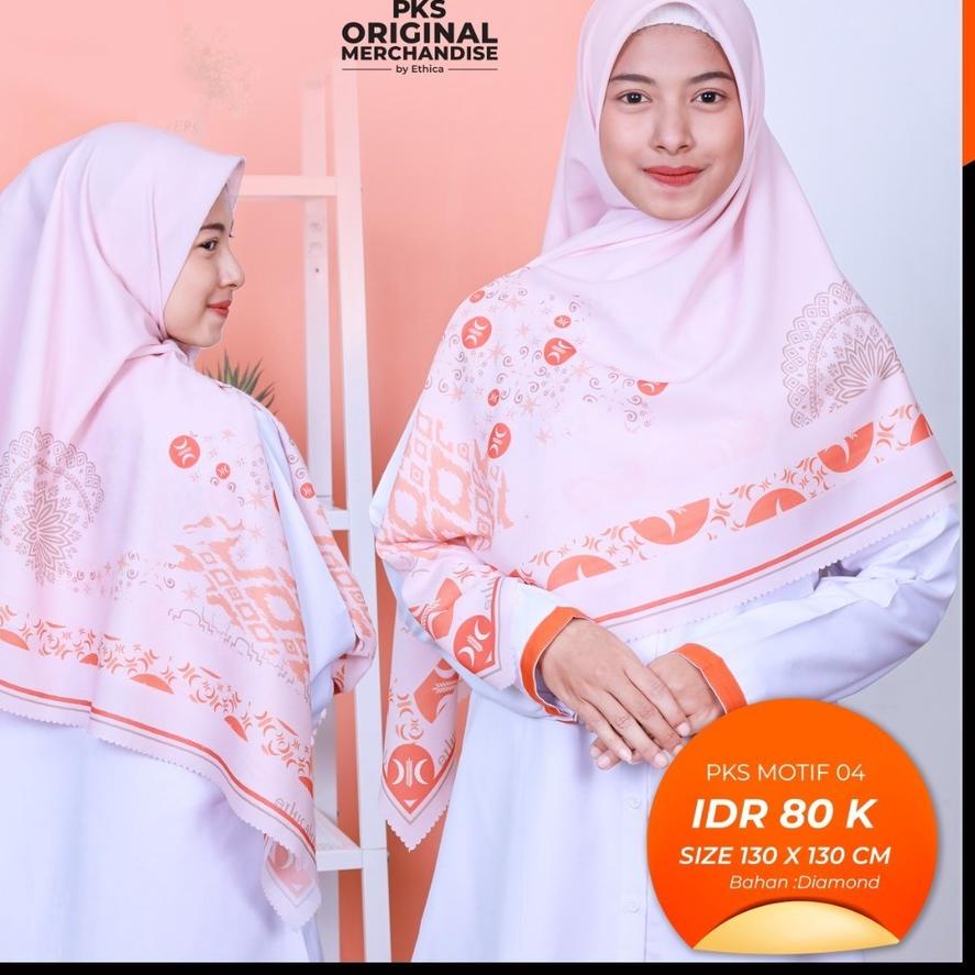 ♂ HIJAB MOTIF JUMBO SEGI EMPAT - HIJAB PARTAI PKS - PKS MERCHANDISE - PKS MOTIF 004 by ETHICA ♛