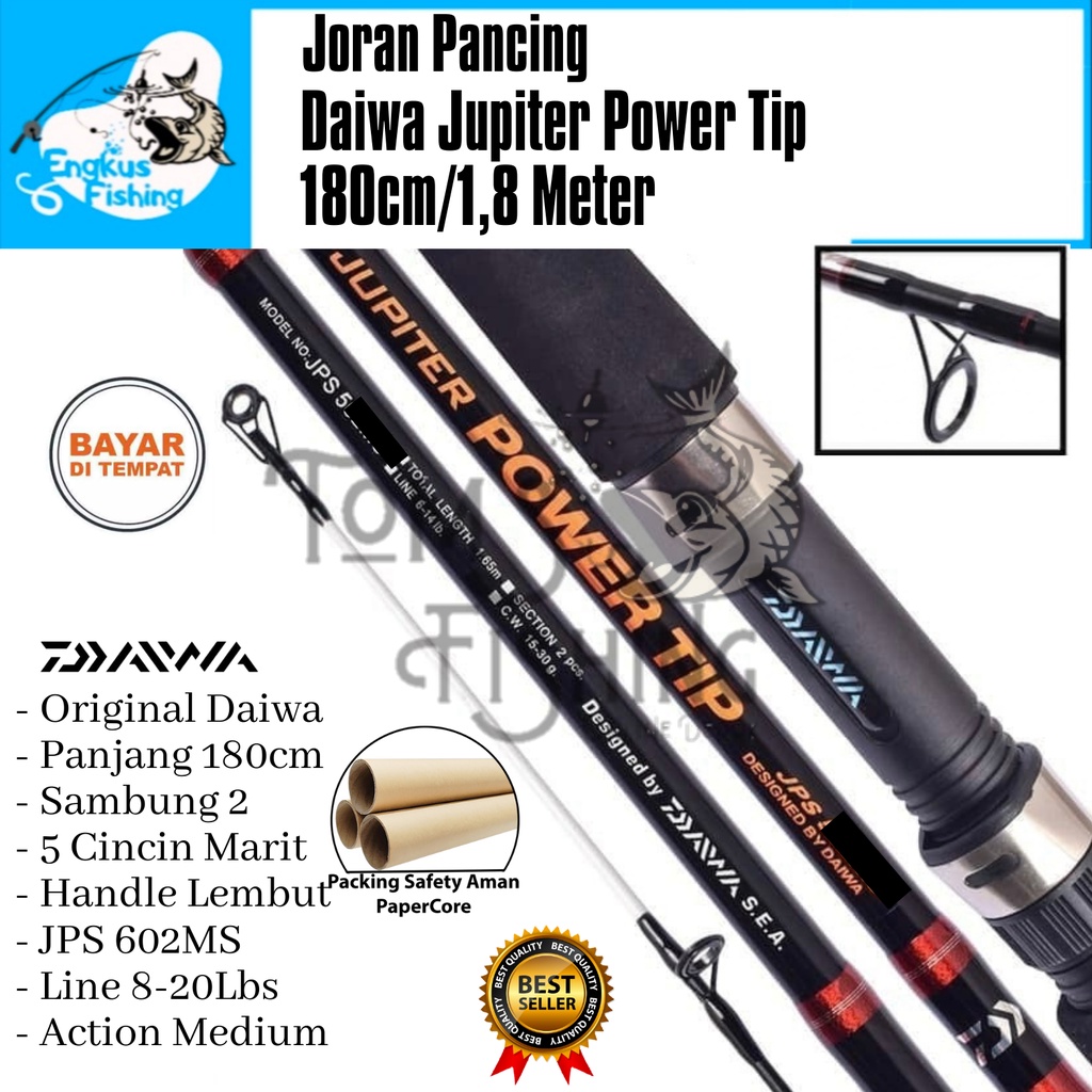 Joran Pancing Daiwa Jupiter Power Tip 602MS 180cm (8-20lb) Carbon Solid Original - Engkus Fishing