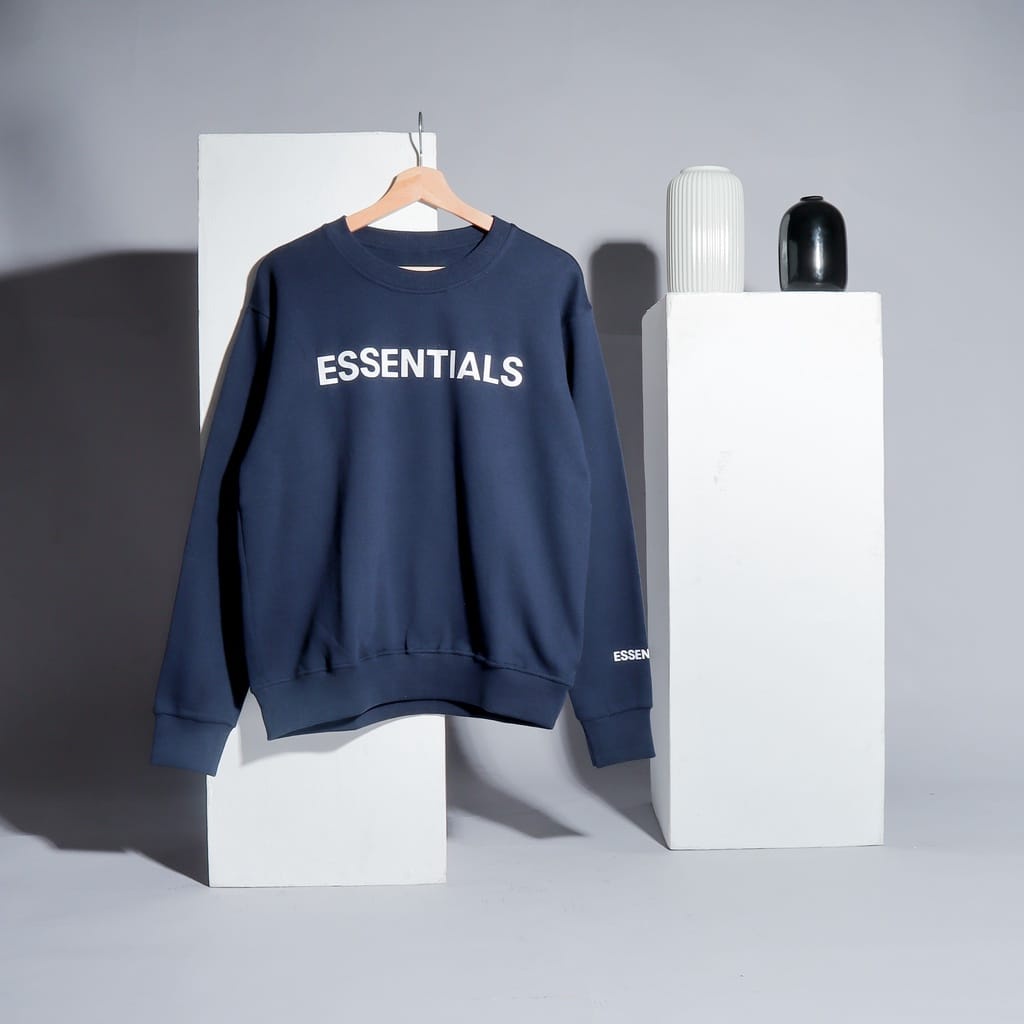 SWEATER CREWNECK ESSENTIALS Logo Pullprint Basic Premium Unisx