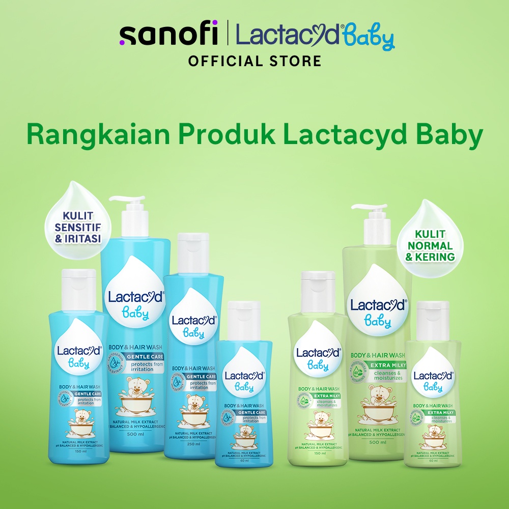 Lactacyd Baby Extra Milky 2in1 Body Wash and Hair Shampoo 2x150mL – Sabun &amp; Sampo Bayi untuk Menjaga Kelembaban