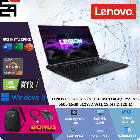 LENOVO LEGION 5 15 RTX3050TI 4GB/ RYZEN 5 5600 16GB 512SSD W11 15.6FHD 120HZ