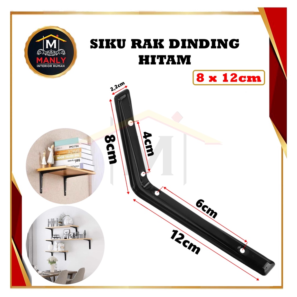 Siku Rak Dinding Besi L Rak Penyangga Bracket Ambalan Siku Breket KUAT Hitam Dan Putih
