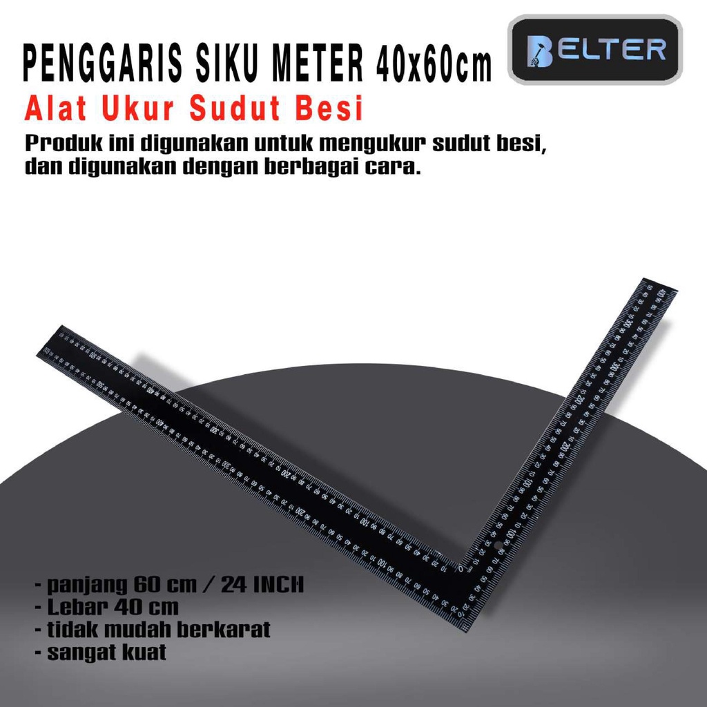 Penggaris Siku L Besi 40x60 Penggaris Siku Tukang Full Besi Siku Meter 40 x 60 cm