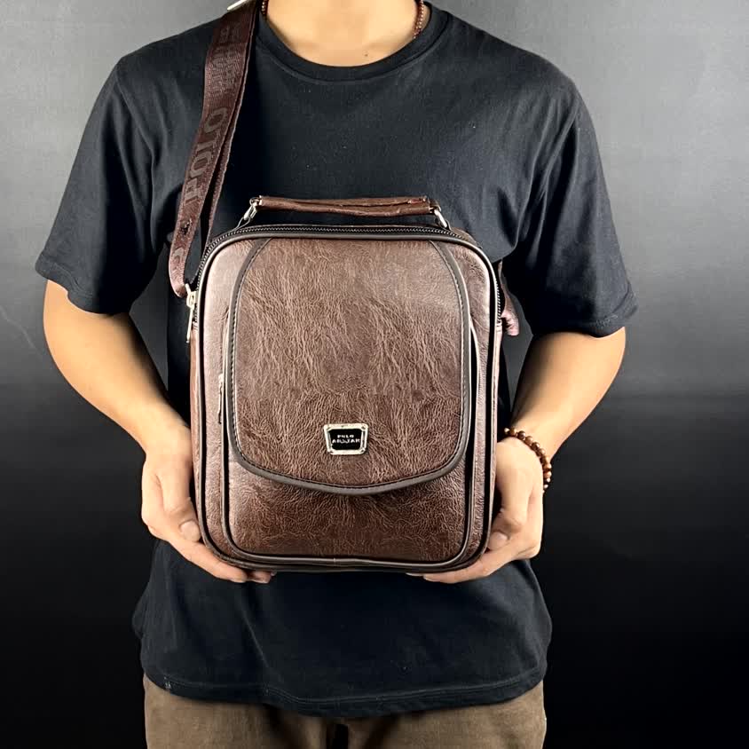 POLO AMSTAR - Tas Selempang Kulit PU 10&quot; Inchi Slingbag Tas pria tas Kantor