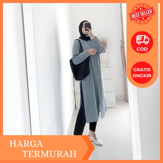 Nada Tunik By Marsella Ld 105 Allsize Tunik Wanita Bahan Ceruty Plisket Import Full Furing Baju Musl