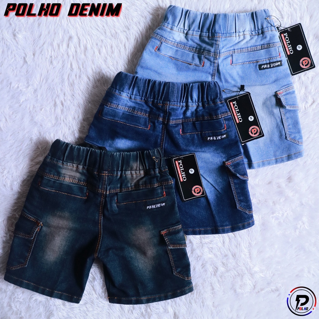 Celana Jeans Anak Pendek Cargo Boardshort usia 2-12 tahun by POLHO DENIM