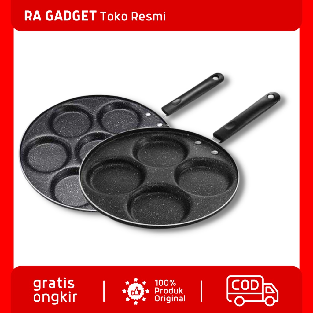 Teflon Panci Telur Omelet Egg Frypan Non stick 4 Lubang / Panci Teflon Wajan Penggorengan Masak Anti