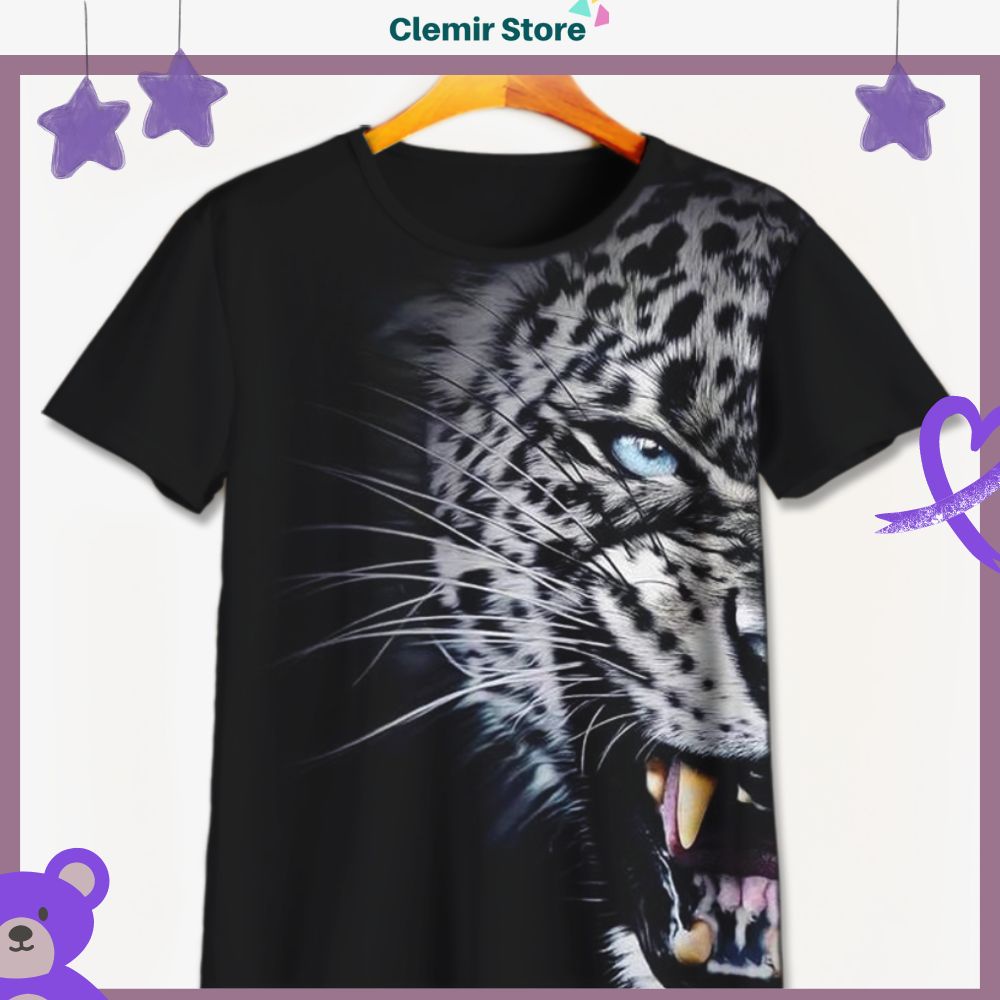 Kaos 3D Anak Gambar Harimau Tiger - Baju 3D Hewan Maung Macan V8 Untuk Usia 1-12 Tahun Unisex