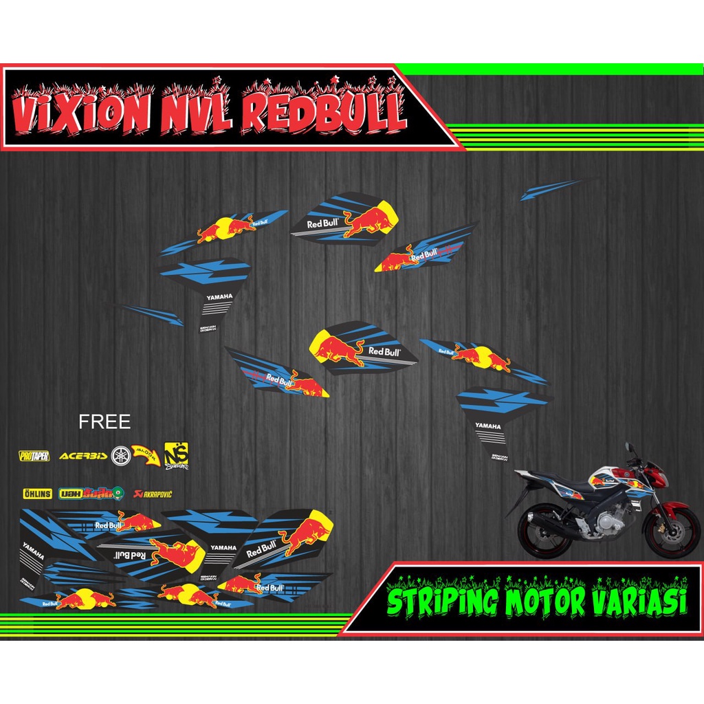 decal striping stiker motor vixion nvl redbull 02