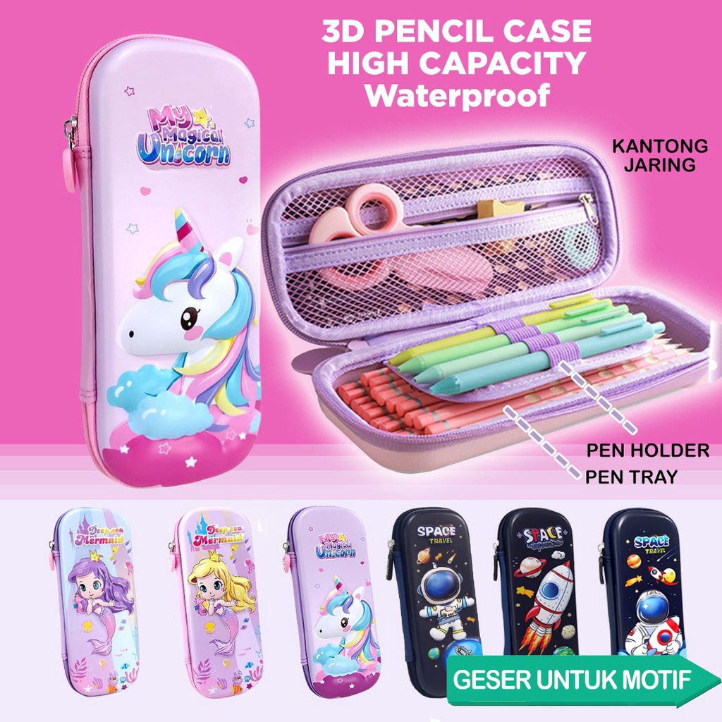 

Kotak pensil 3D timbul Unicorn motif timbul Tempat pensil Pencil Case Kado Ultah Anak hadiah ulang tahun anak perempuan