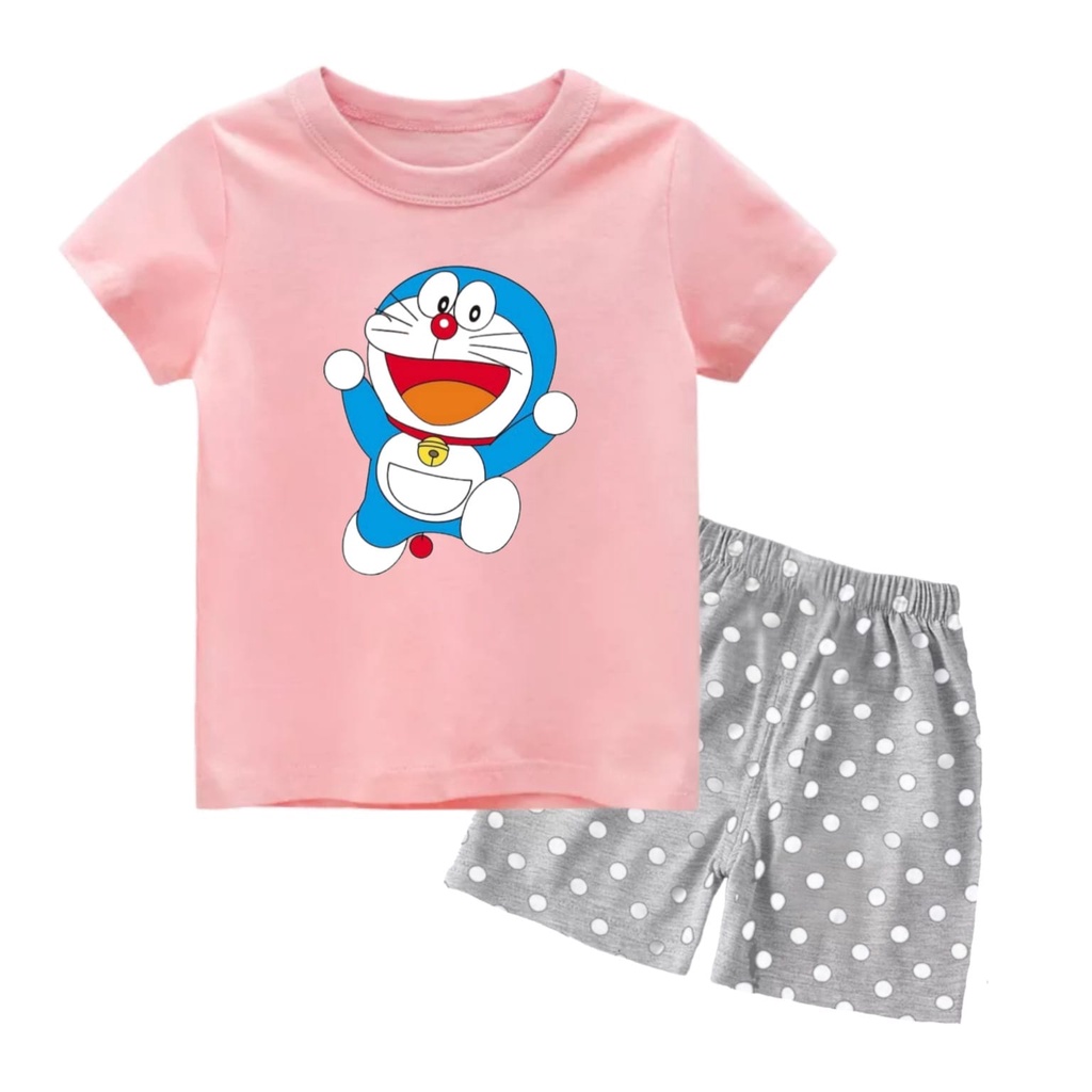 Rdkidzid Set Pendek Anak Cewek Setelan Lengan Pendek Anak Perempuan Motif Dora