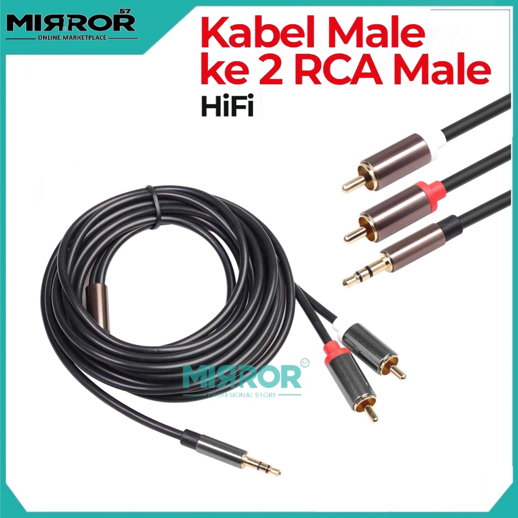Kabel Audio 3.5mm Male ke 2 RCA Male 5 m