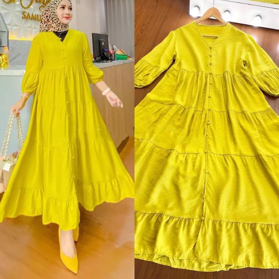 TERBARU Livy Midi Dress Gamis Jumbo XL, XXL, XXXL Long Dress Polos Matt Katun Rayon Ootd Korean Styl