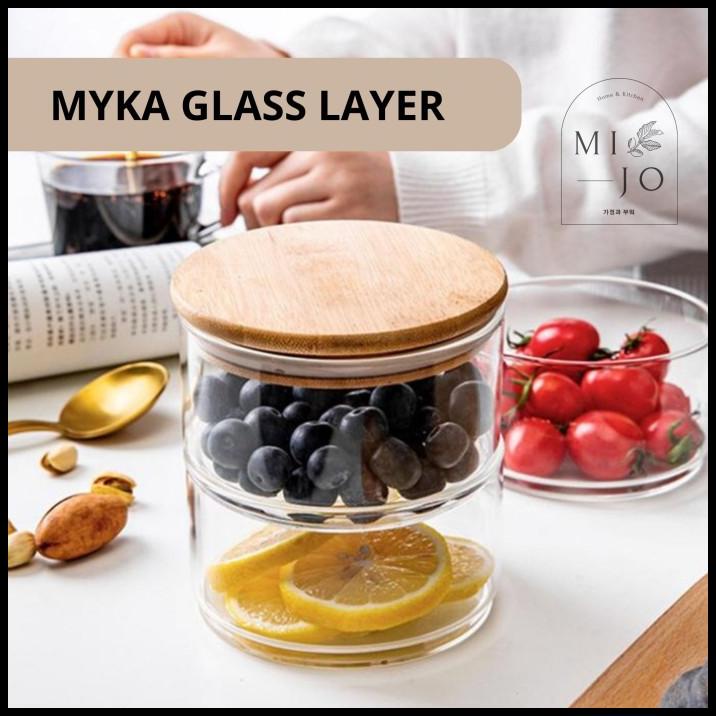 

Toples Kaca Susun/Wadah Makanan Kaca Aesthetic/ Myka Layer Glass