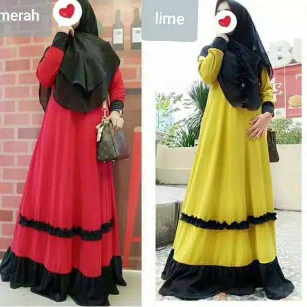 RECOMENDED GAMIS JERSEY SYARI POLOS REMPEL LURUS KOMBINASI / DRESS JERSEY REMPEL BAWAH LEMONSKIN