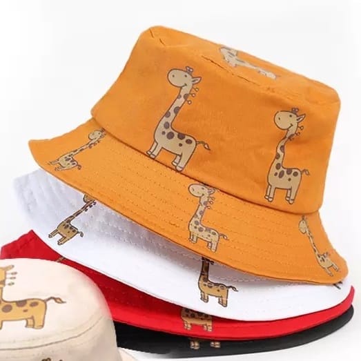 Bucket Hat Anak Tali Karakter Jerapah Usia 1 - 8 Tahun Unisex Bisa bayar di tempat