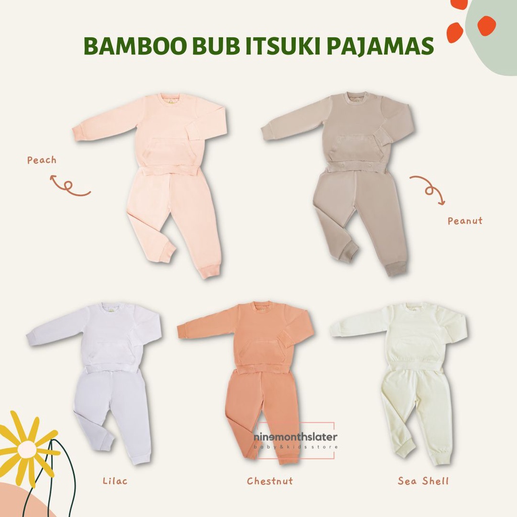 Bamboo and Bub Itsuki Pajamas - Piyama Pyjamas Bambu Anak Bayi Baby Clothes One Set Two Piece Baju Atasan Celana Tidur