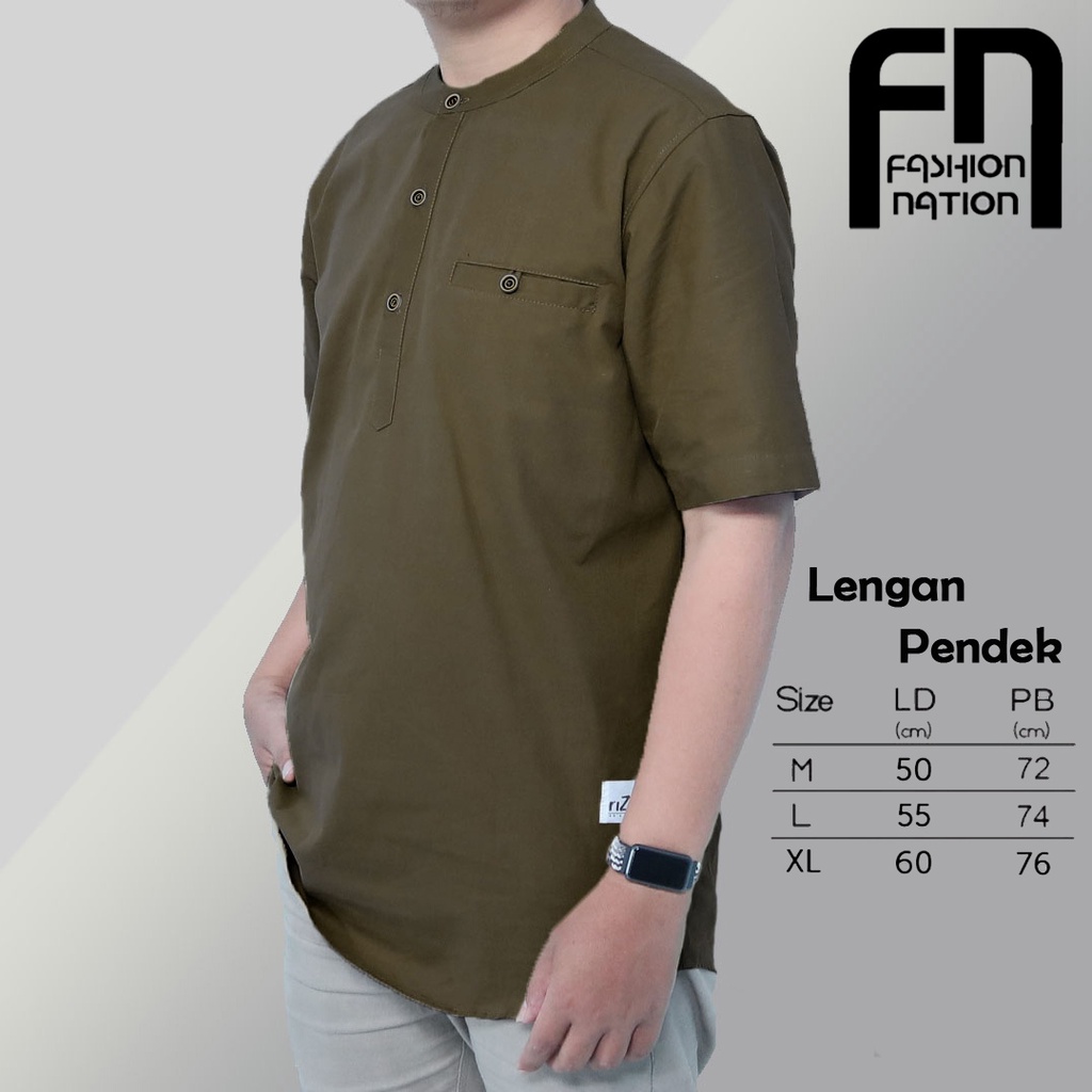 Kurta Baby Kanvas lengan Pendek | Baju Koko Muslim Pria Original