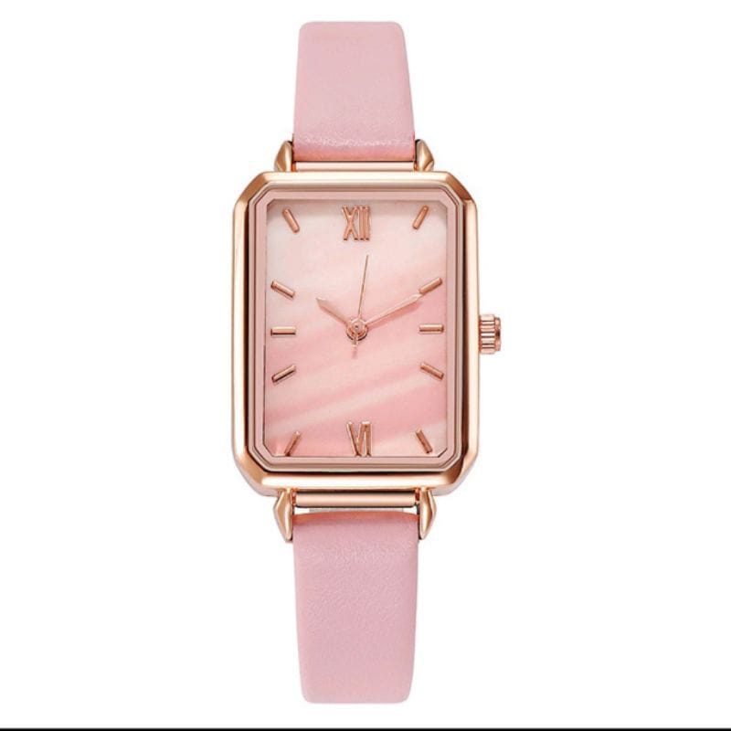 JAM TANGAN WANITA FASHION MODEL SEGI STRAP KULIT DG-1213 (G_W)