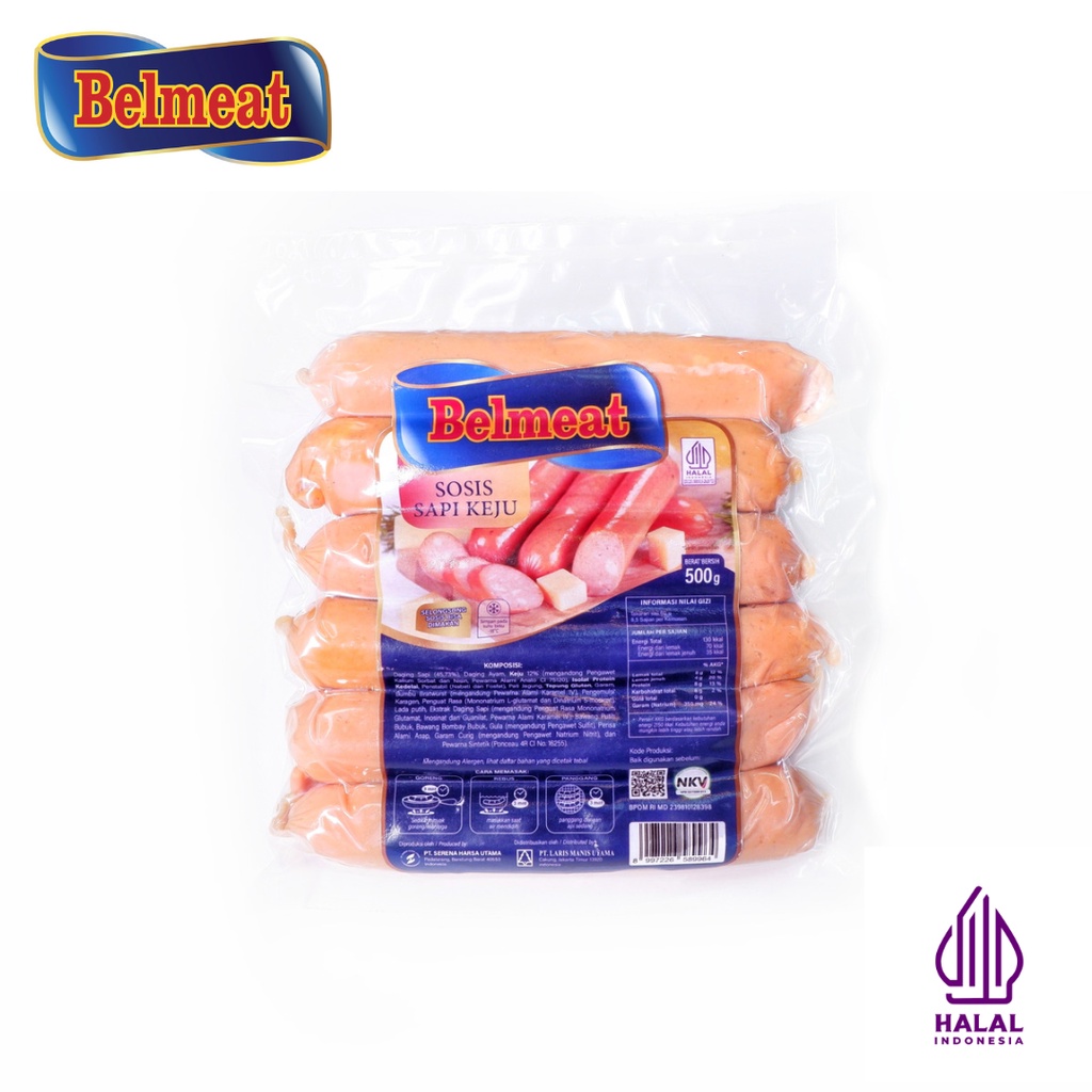 

Belmeat Sosis Sapi Keju Large Size Ukuran Besar 6 Pcs 500 gr