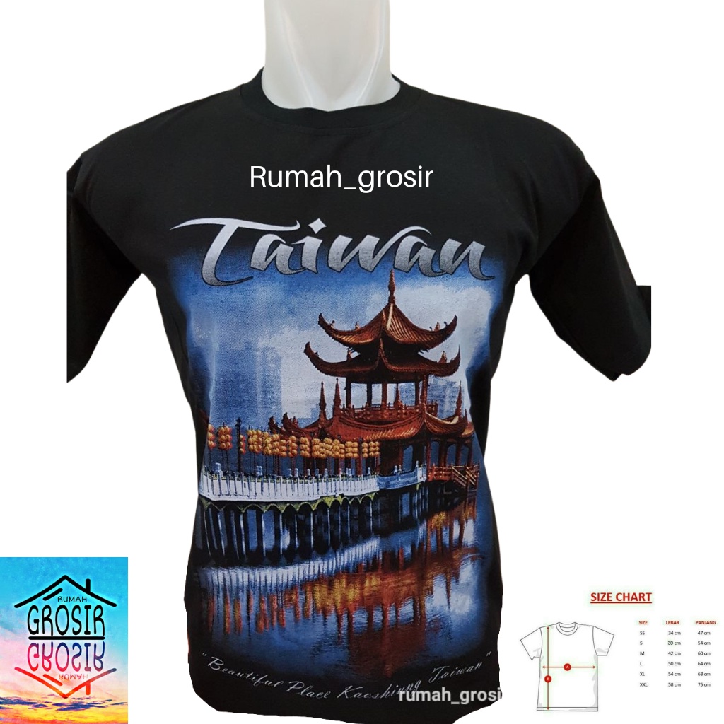 Kaos Hitam Souvenir Negara Taiwan Taipei
