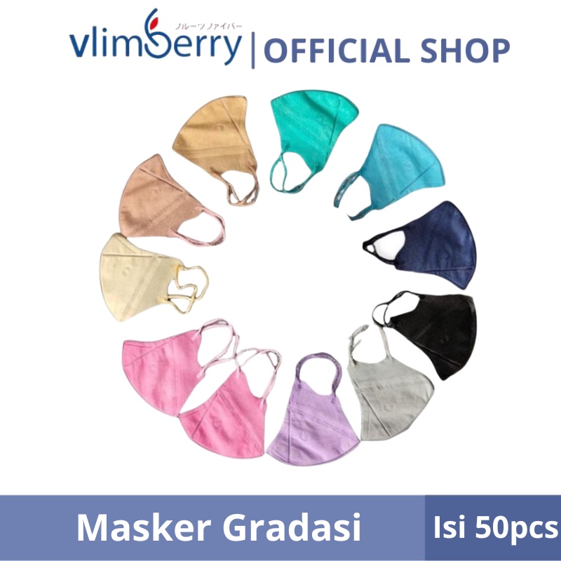 Vlimberry Masker Wajah Mix Warna Gradasi 4Play Earloop Premium