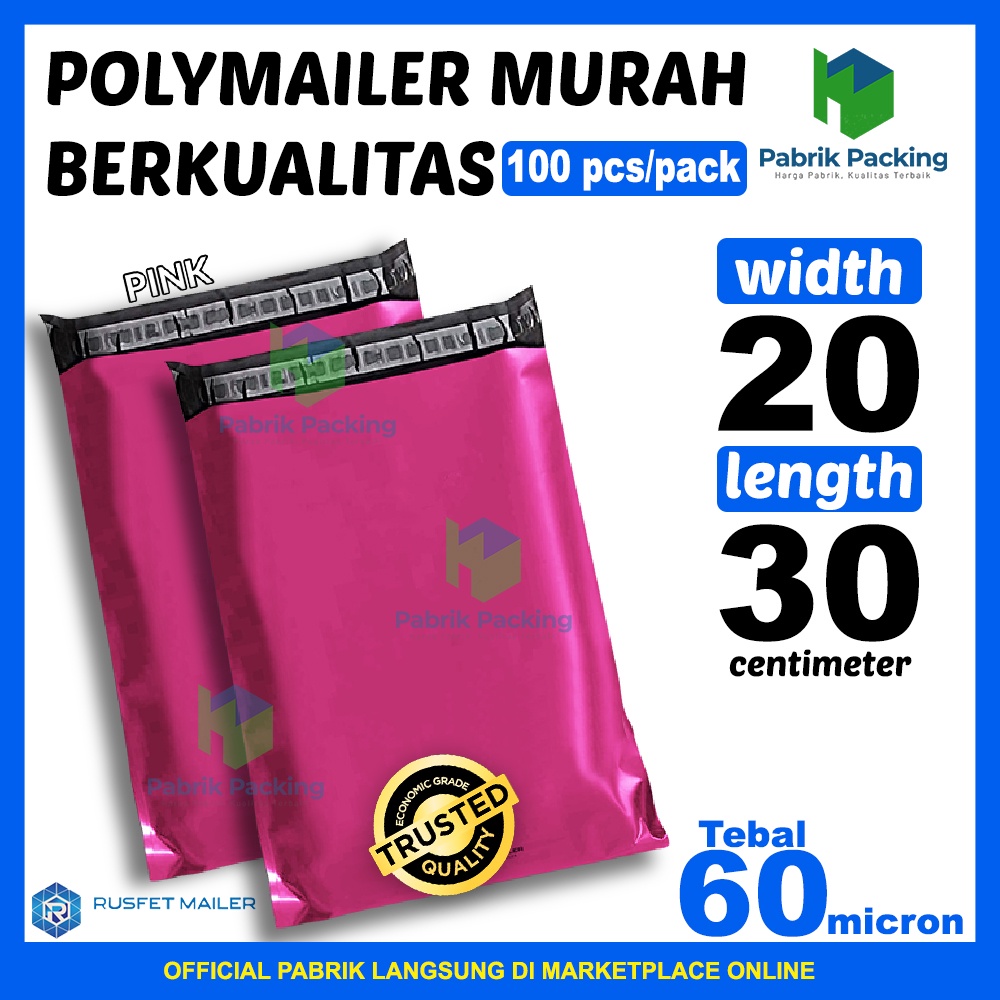 

Polymailer Ekonomis / Plastik Packing Online Shop Pink Murah Size 20x30cm Per Pack