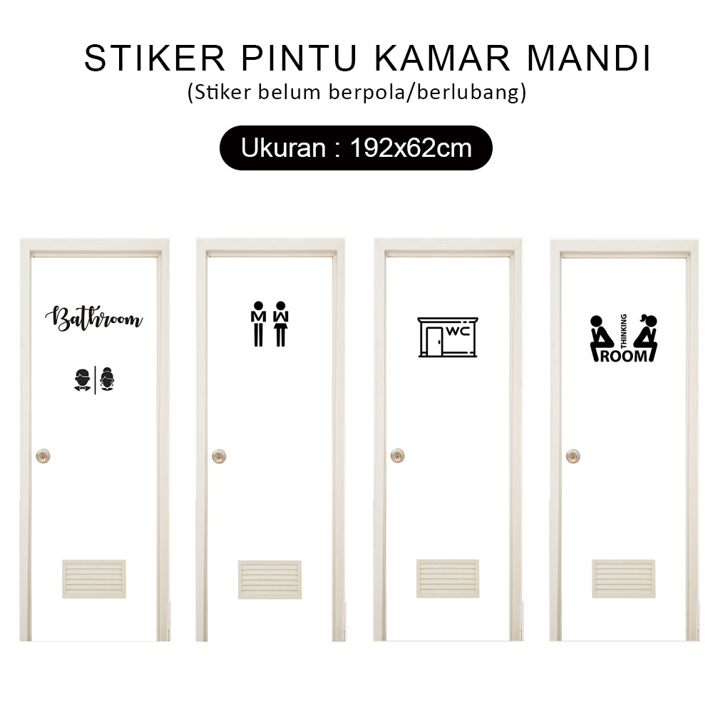 Wallpaper toilet sticker pintu kamar mandi motif putih tulisan