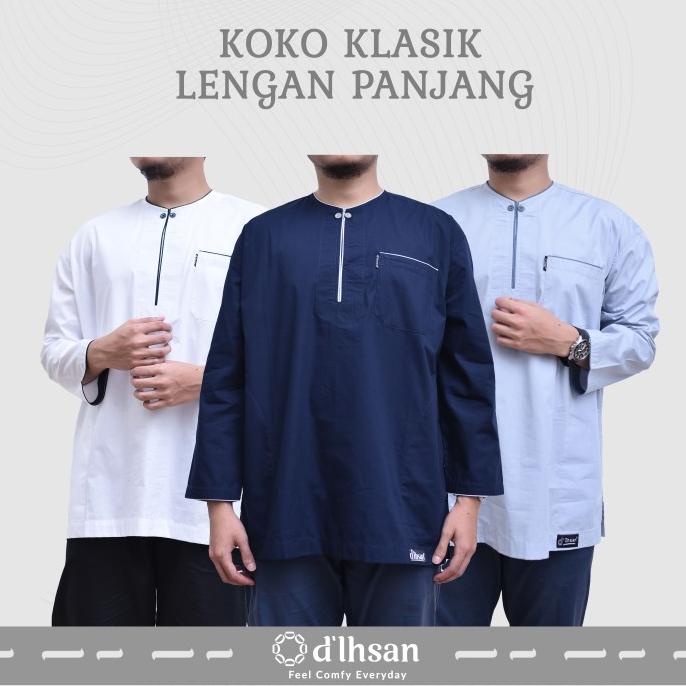 Discount Baju Koko Dewasa Lengan Panjang Simpel d'Ihsan Model Klasik /BAJU KOKO PRIA/BAJU KOKO DEWAS
