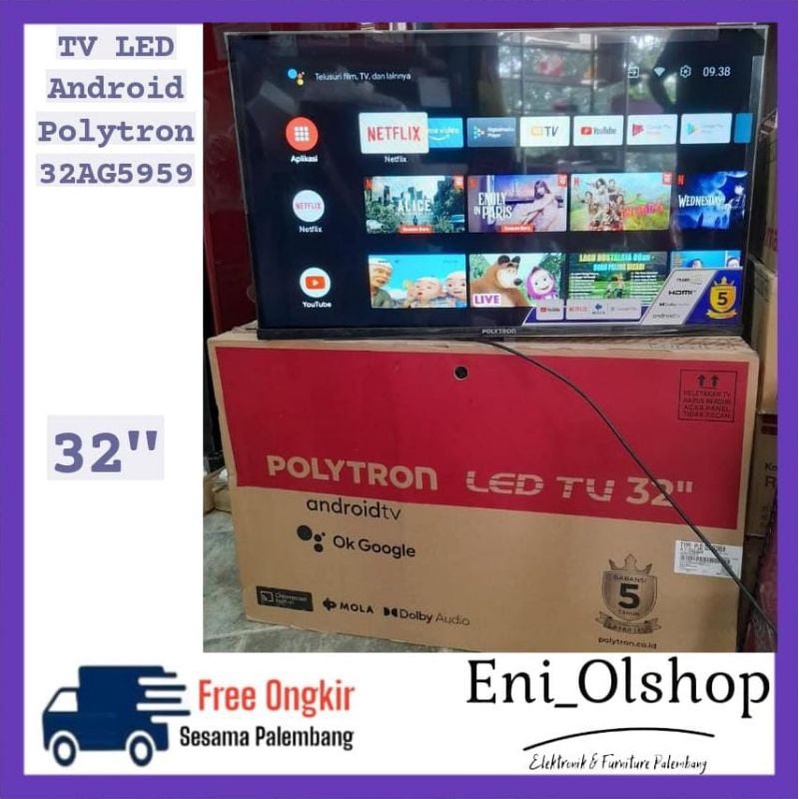 TV LED ANDROID POLYTRON 32", 32AG5959, 32 Inch, Smart TV