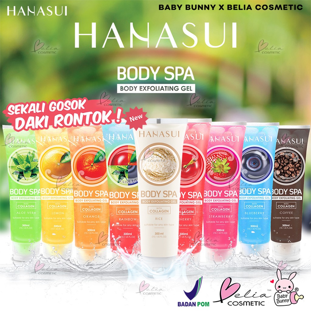 ❤ BELIA ❤ HANASUI Body Spa Exfoliating Gel 300 ml | Gel Perontok Daki Bolot | BPOM
