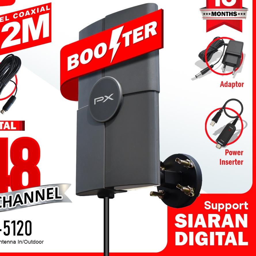 ♣ Antena TV PX DA-5120 - Antena TV PX DA-5200 Indoor / Outdoor - Antena Digital Analog + Kabel 12 Me