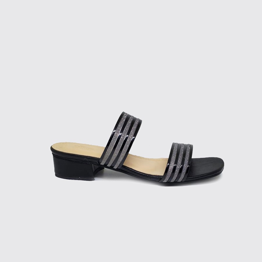 CHRISTINE X ZAGIB | Sandal Wanita Hak Tahu Hitam Silver Ukuran Jumbo / Sendal Heels Pesta Big Size