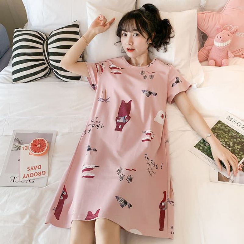 Daster Import Baju Tidur Wanita Piyama Cewek Murah Dress Remaja Kekinian Premium Spandex Sexy Pendek