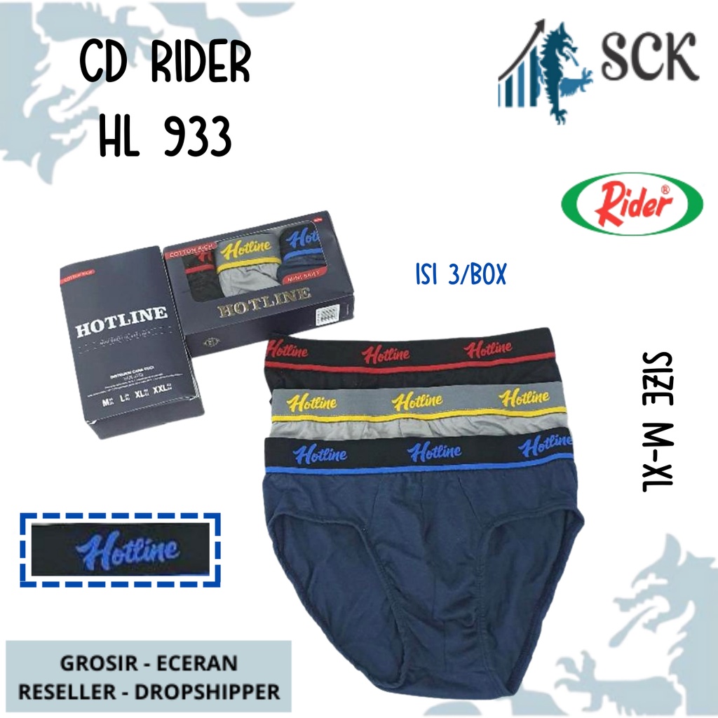 [ISI 3] Celana Dalam Pria HOTLINE 933 karet Brief by RIDER TERMURAH TERBARU / CD Olahraga R 933 / Pakaian Dalam Cowok - sckmenwear GROSIR