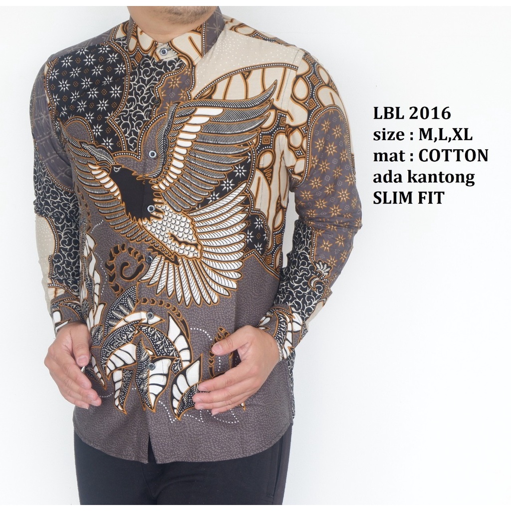 Baju Batik Pria Slimfit Kemeja Lengan Panjang Hem Slim Fit LBL 2016