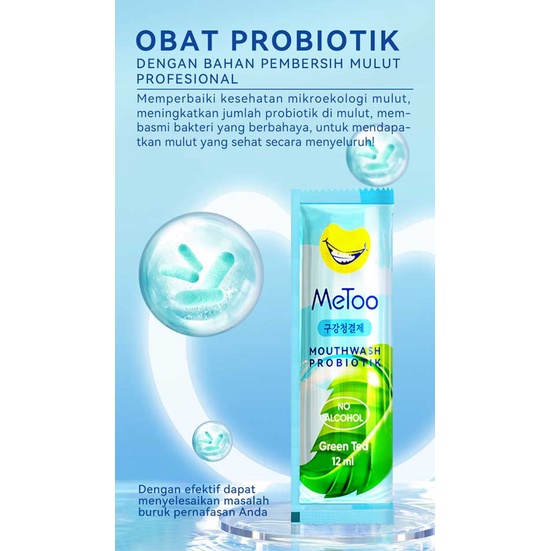 METOO Mouthwash Portable Green Tea || Obat Kumur Probiotik || Nafas segar || Pemutih gigi